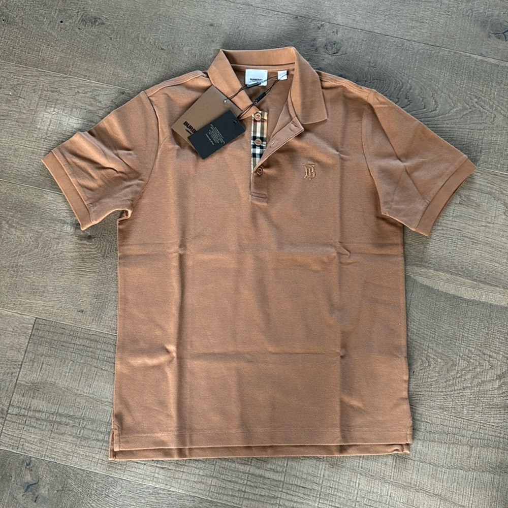 Check Placket Polo Shirt In Brown